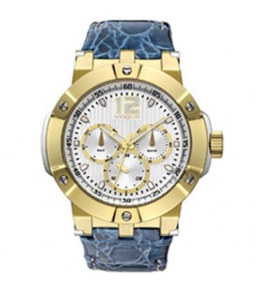 VOGUE Elegance Gold Blue Leather Strap 16001.8