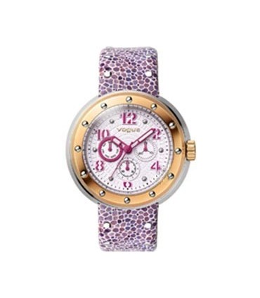 VOGUE Flash Rose Gold Purple Leather Strap 17004.3