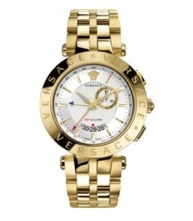 VERSACE V-Race GMT Alarm Stainless Steel and Gold PVD  29G70D001S070