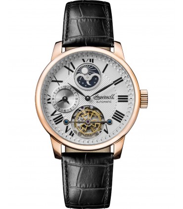 INGERSOLL Riff Automatic Dual Time Black Leather Strap I07402