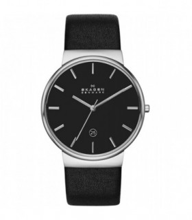 SKAGEN Mens Klassik Black Leather Strap SKW6104