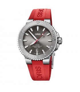 ORIS AQUIS DATE RELIEF AUTOMATIC RED RUBBER STRAP  01 733 7730 4153-07 4 24 66EB