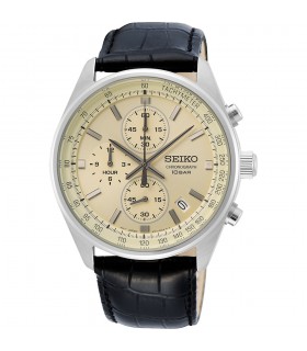 SEIKO Conceptual Series Black Leather Chronograph SSB383P1