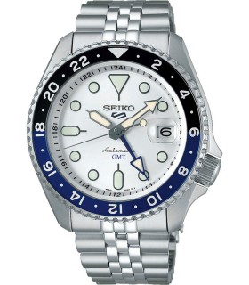 SEIKO 5 Sports SKX GMT Automatic Dual Time Silver Stainless Steel Bracelet SSK033K1