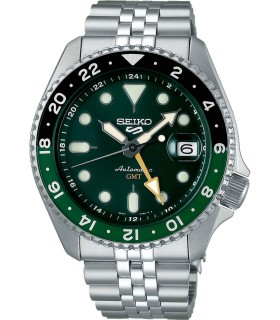 SEIKO 5 Sports SKX GMT Automatic Dual Time Silver Stainless Steel Bracelet SSK035K1