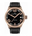 MARC COBLEN Rose Gold Black Leather Strap MC42R1
