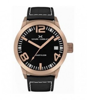MARC COBLEN Rose Gold Black Leather Strap MC50R1