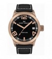 MARC COBLEN Rose Gold Black Leather Strap MC50R1