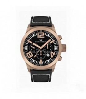 MARC COBLEN Rose Gold Chronograph Black Leather Strap MC42R2