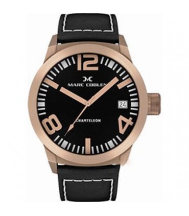 MARC COBLEN Rose Gold Black Leather Strap MC42R1