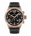 MARC COBLEN Rose Gold Chronograph Black Leather Strap MC45R2