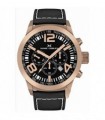 MARC COBLEN Rose Gold Chronograph Black Leather Strap MC50R2