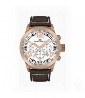 MARC COBLEN Rose Gold Chronograph Brown Leather Strap MC42R4