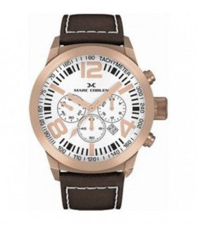 MARC COBLEN Rose Gold Chronograph Brown Leather Strap MC45R4