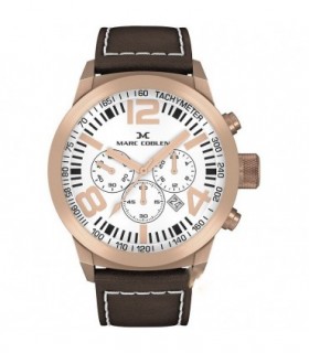 MARC COBLEN Rose Gold Chronograph Brown Leather Strap MC50R4