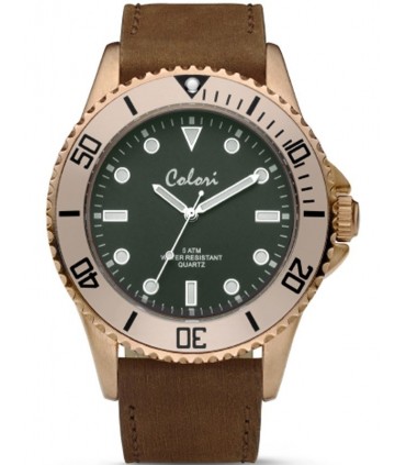 COLORI Brown Rose Gold Leather Strap COL350