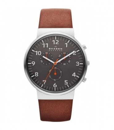 SKAGEN Mens Ancher Chrono Brown Leather Strap  SKW6099