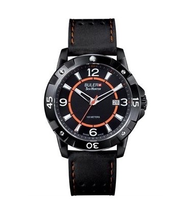 BULER Sea Hunter Black Leather Strap 45.141