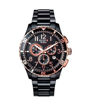 BULER Sea Quest Chronograph Black Stainless Steel Bracelet  37.141